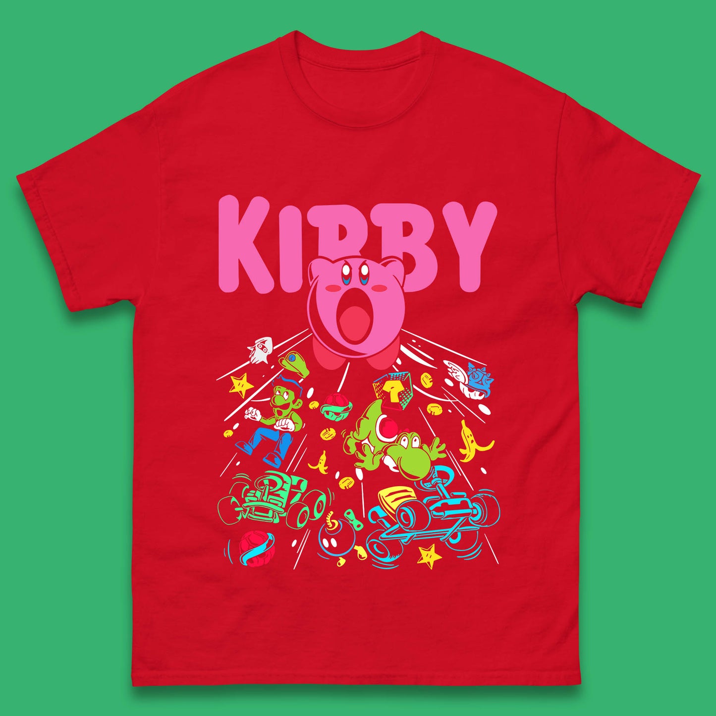 Kirby Consume Karting Mario Kart Ghost Band Heavy Metal Kirby Retro Gaming Mens Tee Top