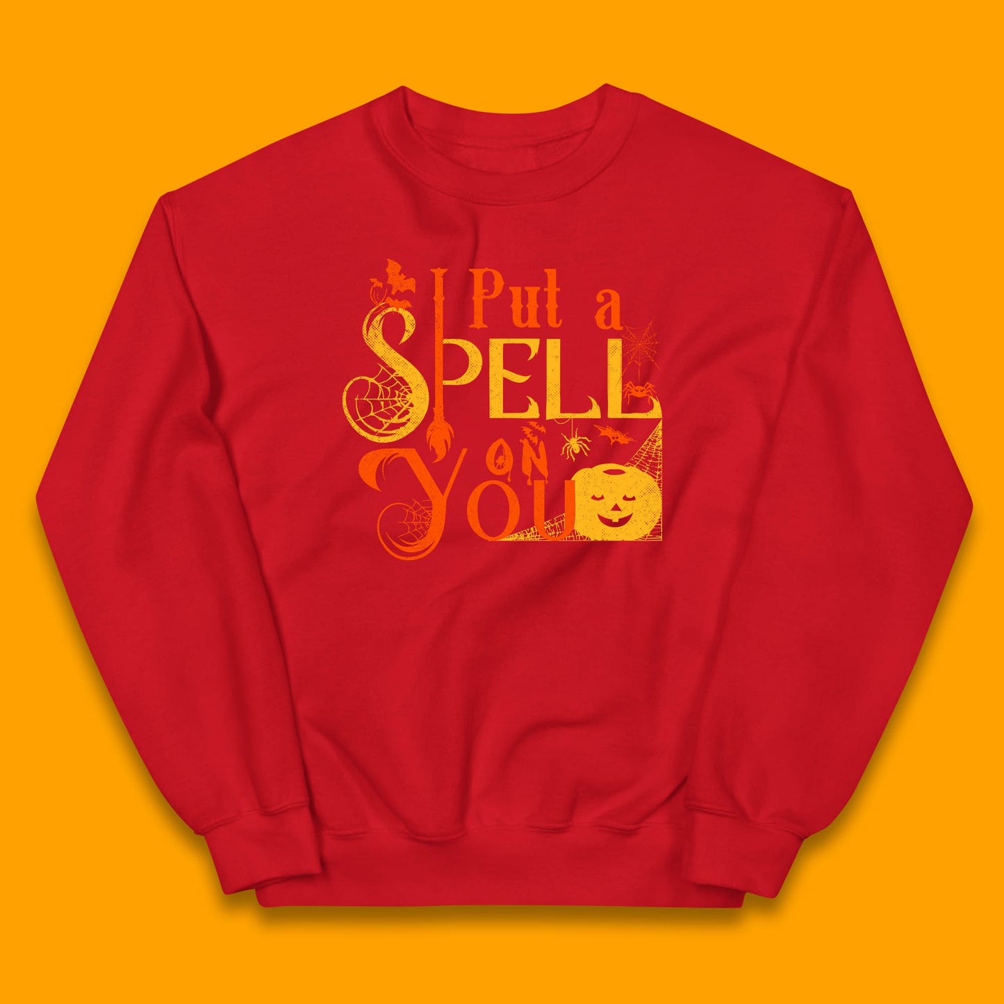 I Put a Spell on You Witch Broom Horror Spooky Scary Halloween Costume Kids Jumper