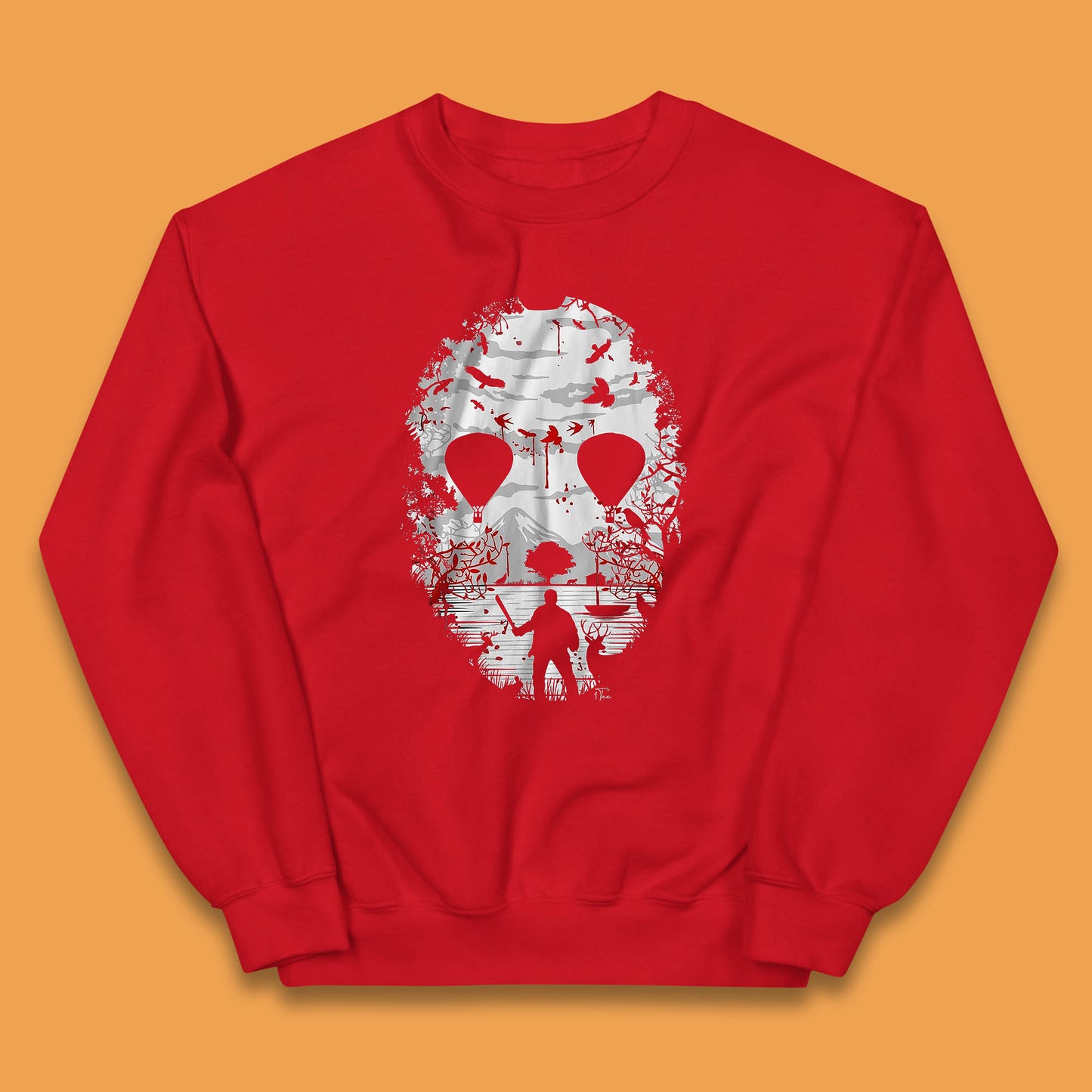 Crystal Lake Jason Voorhees Face Mask Halloween Friday The 13th Horror Movie Kids Jumper