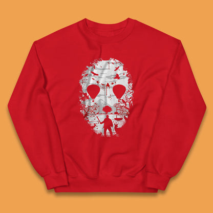 Crystal Lake Jason Voorhees Face Mask Halloween Friday The 13th Horror Movie Kids Jumper
