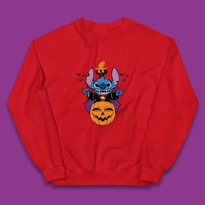 Disney Halloween Pumpkin Devil Stitch With Black Cat Horror Scary Disney Lilo & Stitch Kids Jumper