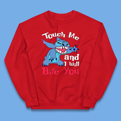 Disney Angry Stitch Cartoon Touch Me And I Will Bite You Lilo & Stitch Kids Jumper