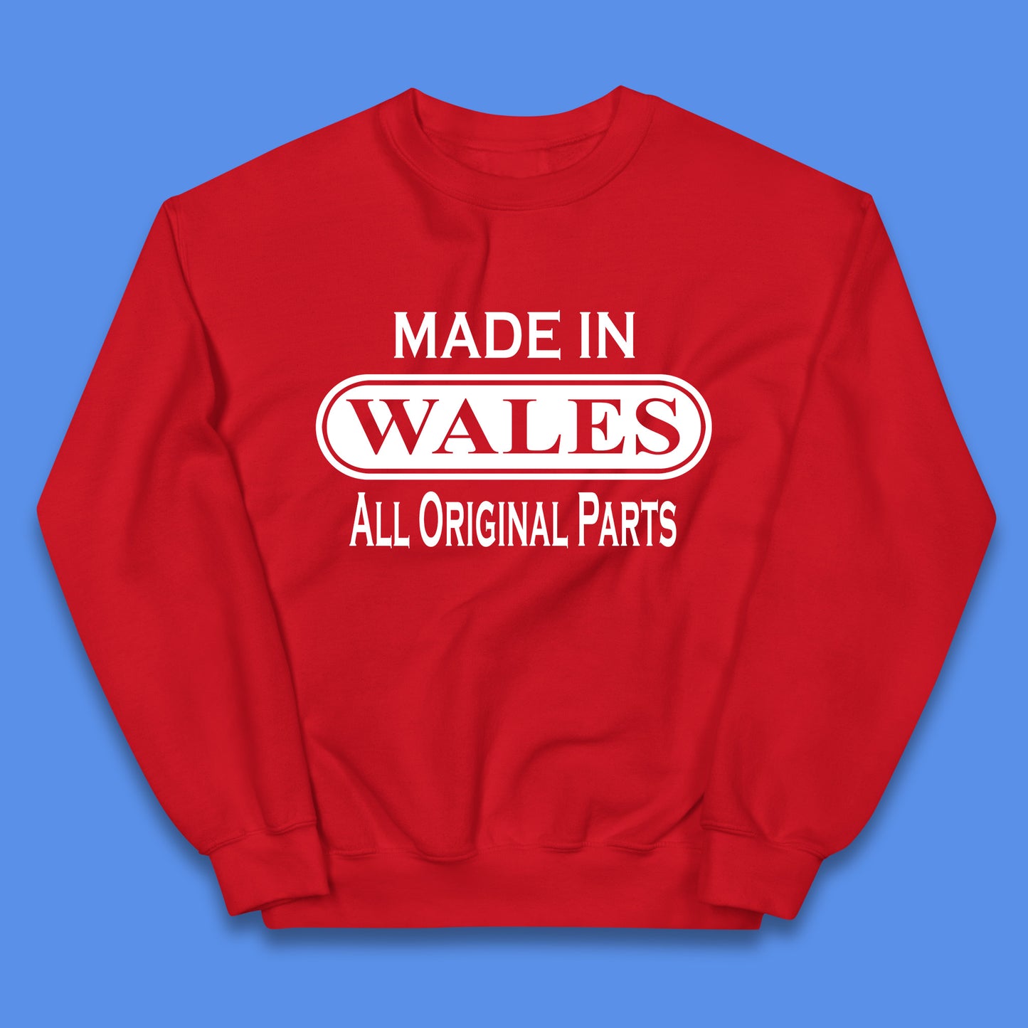 Made In Wales All Original Parts Vintage Retro Birthday Country In United Kingdom UK Constituent Country Gift Kids Jumper