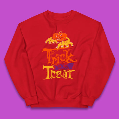 Halloween Trick Or Treat Horror Scary Evil Pumpkin With Zombie Hands Kids Jumper