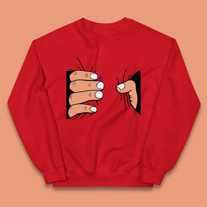 Crushing Handshake Big Hand Squeezing Funny Hand Grabbing Photographic Kids Jumper