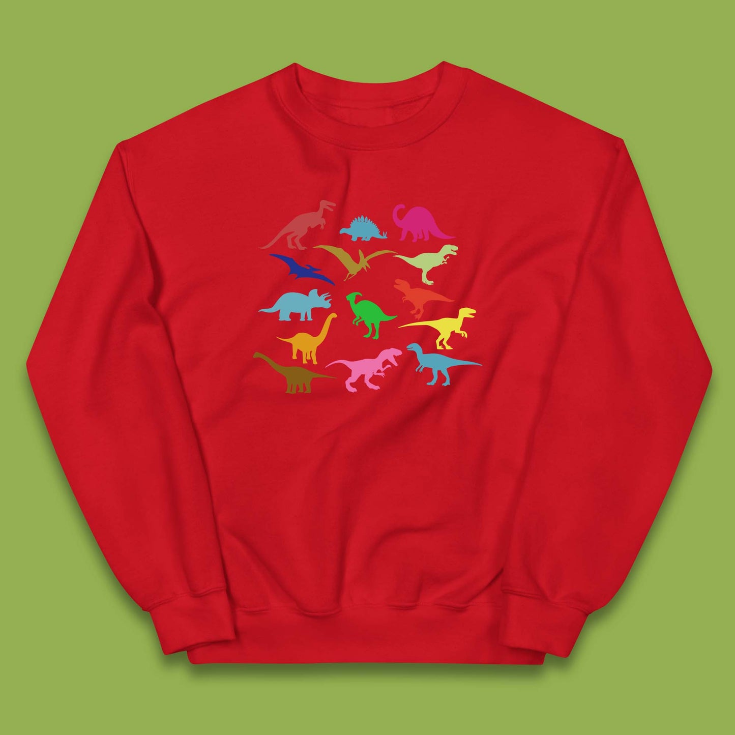 Colourful Dinosaurs Dino Fossil Dinosaurs Wild Nature Prehistoric Paleontology Velociraptor Kids Jumper