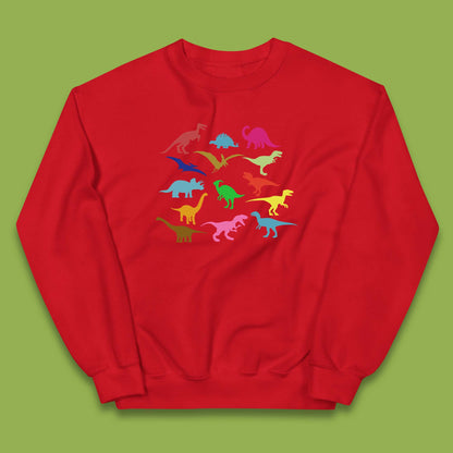 Colourful Dinosaurs Dino Fossil Dinosaurs Wild Nature Prehistoric Paleontology Velociraptor Kids Jumper