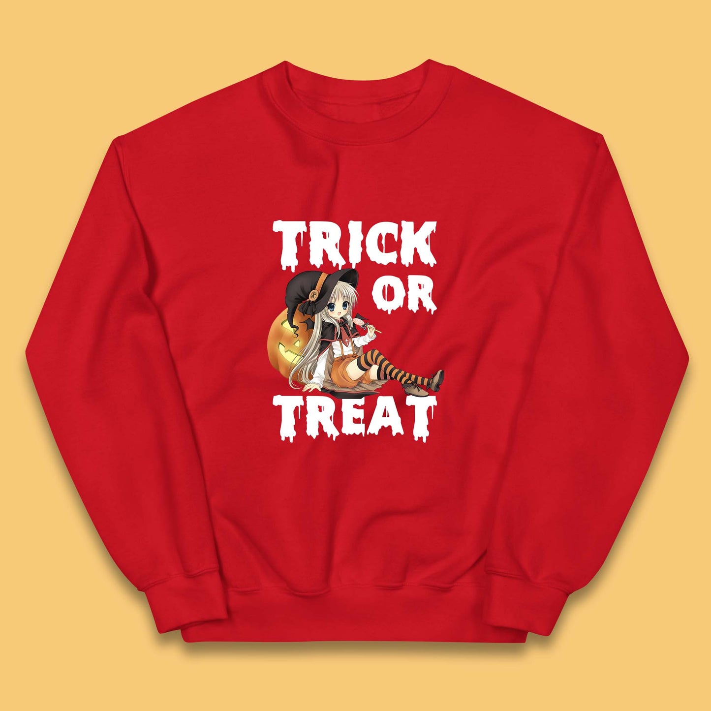 Trick Or Treat Halloween Witch Anime Horror Scary Pumpkin Halloween Costume Kids Jumper