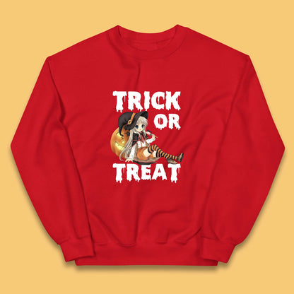 Trick Or Treat Halloween Witch Anime Horror Scary Pumpkin Halloween Costume Kids Jumper