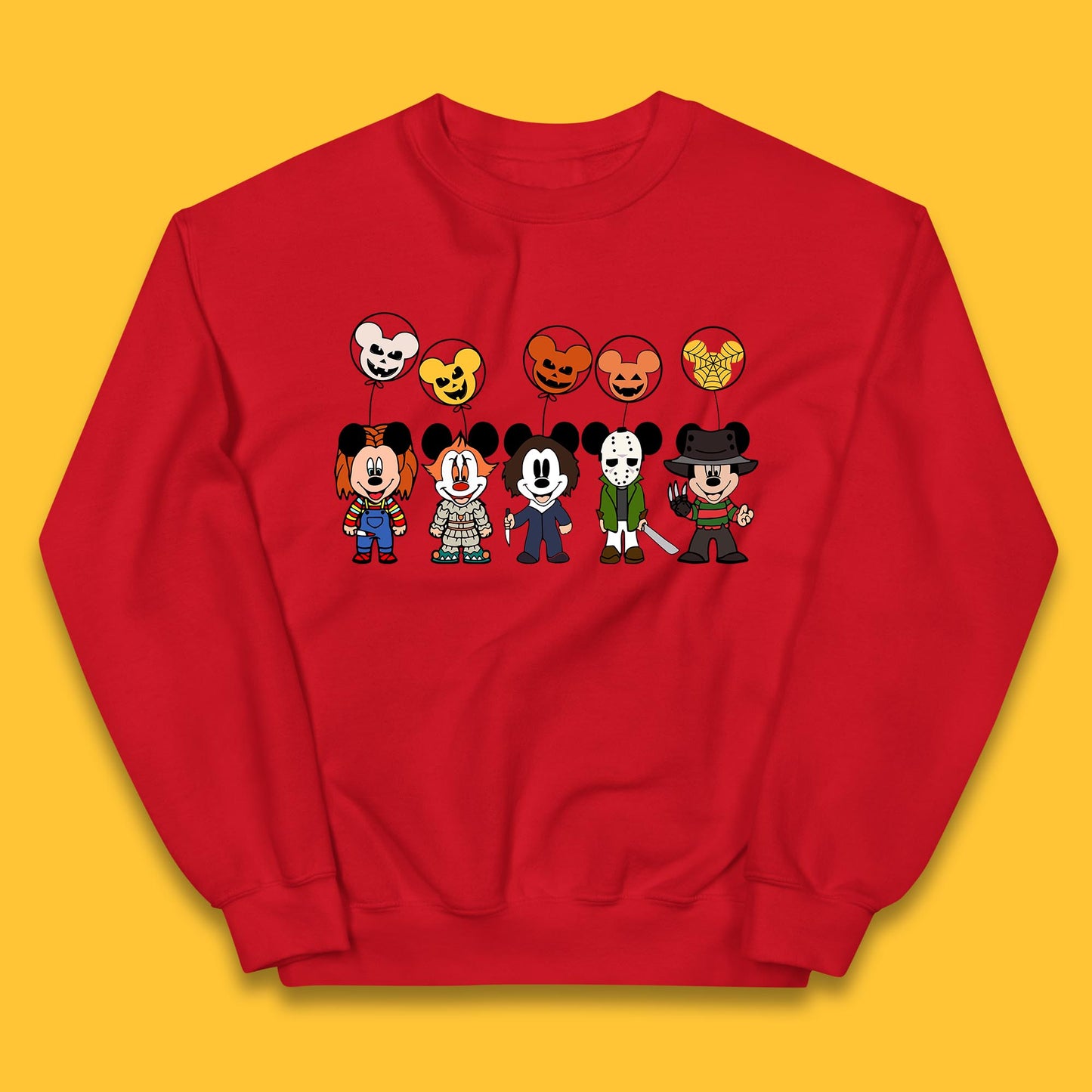 Disney Halloween Friends Horror Movie Characters Mickey Mouse Balloons Kids Jumper