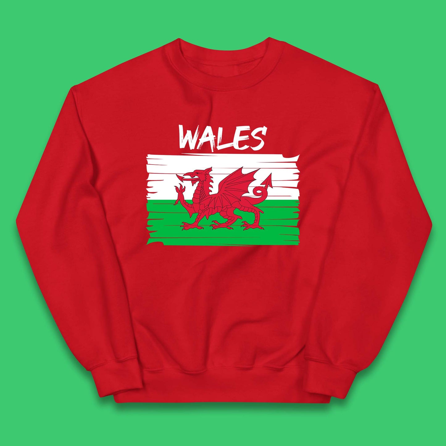Welsh Dragon Flag Of Wales Saint Welsh Sant Dewi St. David's Day Dragon Flag Kids Jumper
