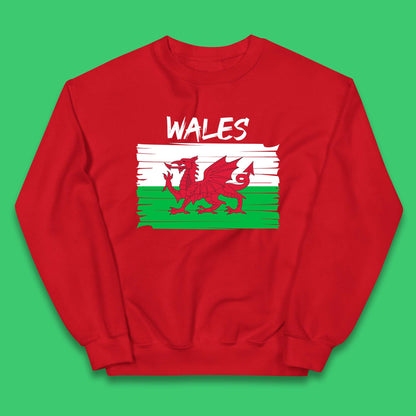 Welsh Dragon Flag Of Wales Saint Welsh Sant Dewi St. David's Day Dragon Flag Kids Jumper