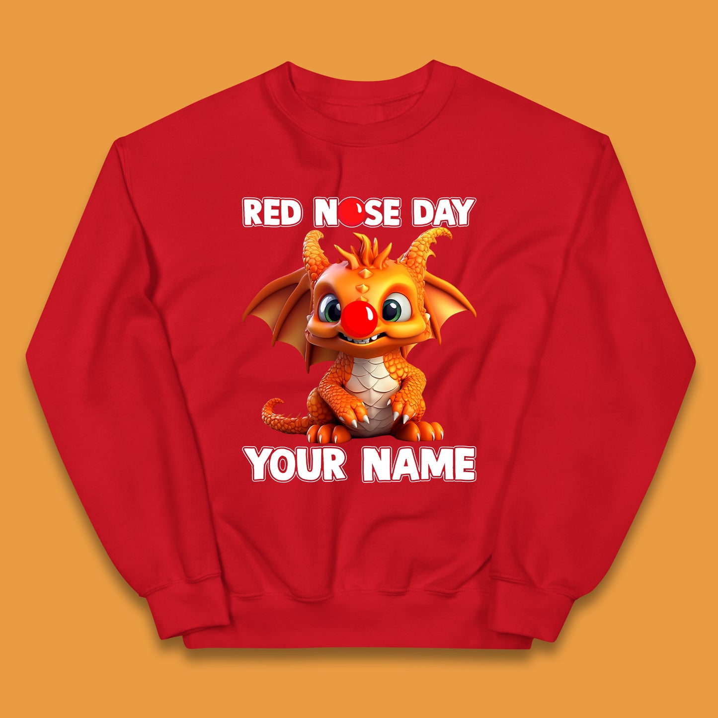 Personalised Red Nose Day Dragon Kids Jumper
