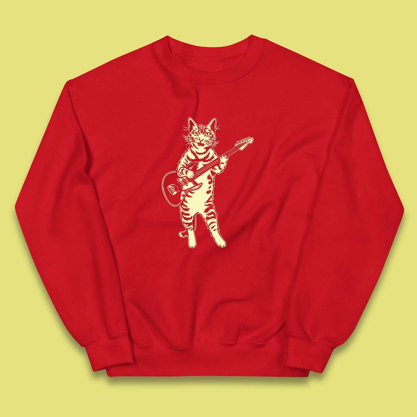 Rock Cat Playing Guitar Musician Guitarist Cat Music Lovers Kids Jumper