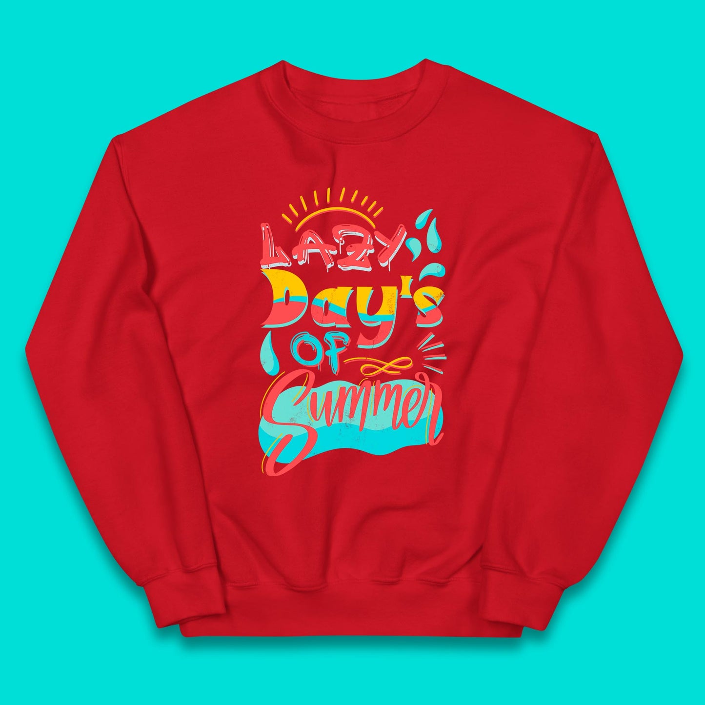 Lazy Days Of Summer Vintage Retro Sunset Surfer Beach Holiday Trip Kids Jumper