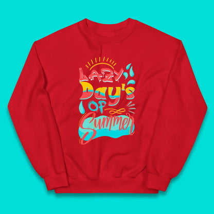 Lazy Days Of Summer Vintage Retro Sunset Surfer Beach Holiday Trip Kids Jumper