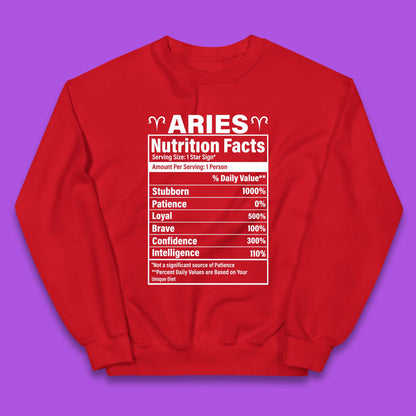Aries Nutrition Fact Kids Jumper