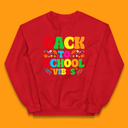 Back To School Vibes Happy First Day Of School Retro School Life Kids Jumper