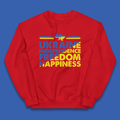 Ukraine Independence Freedom Happiness Proud Ukrainian Patriotic 24 August Independence Day Kids Jumper