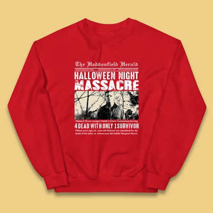 Vintage Halloween Night Massacre 1978 Halloween Newspaper Horror Michael Myers Kids Jumper