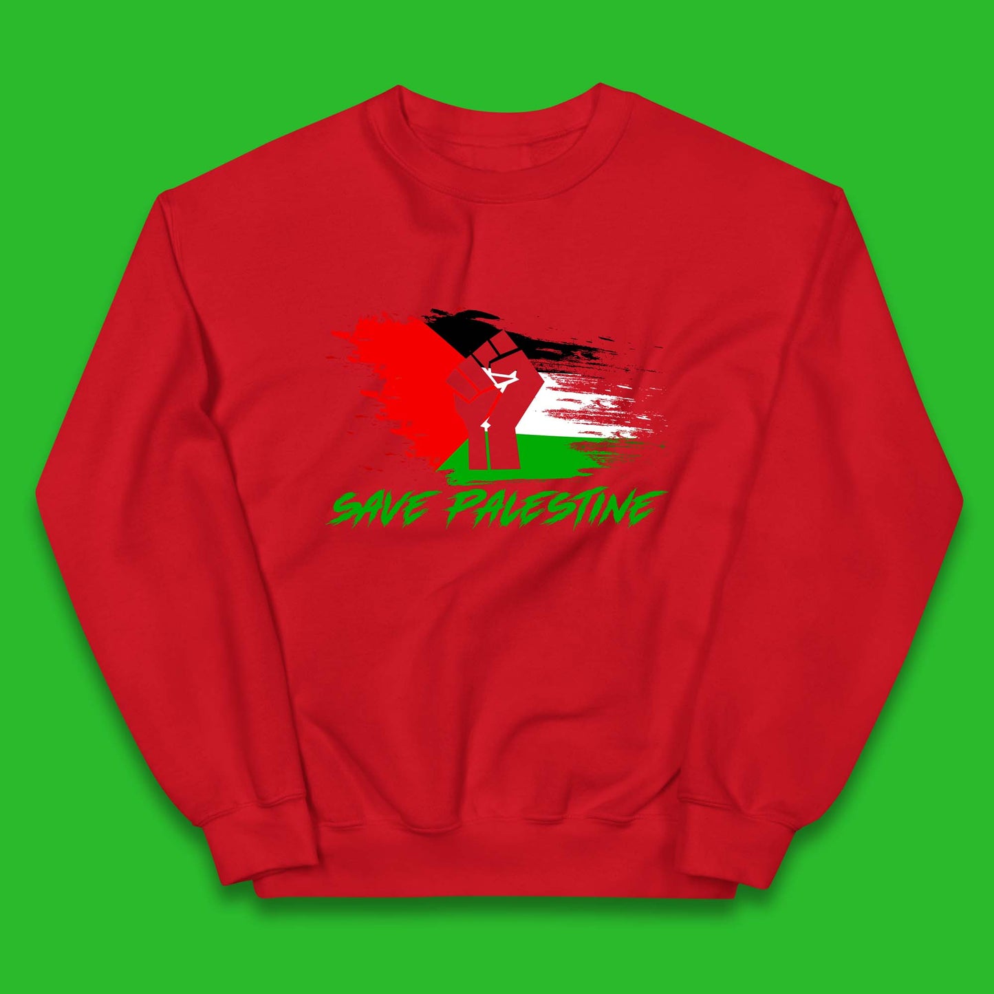 Save Palestine Freedom Protest Fist Palestine Flag Stand With Palestine Support Palestine Kids Jumper