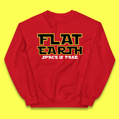 Flat Earth Space Is Fake Funny Conspiracy The Force Awakens Inspired NASA Lies Star Wars Inspired Kids Jumper
