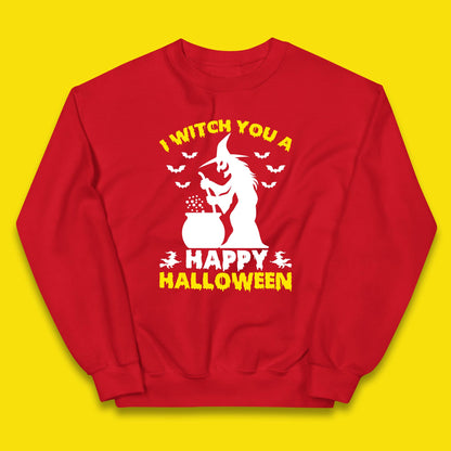 I Witch You A Happy Halloween Cauldron Potion Witch Horror Scary Spooky Season Kids Jumper