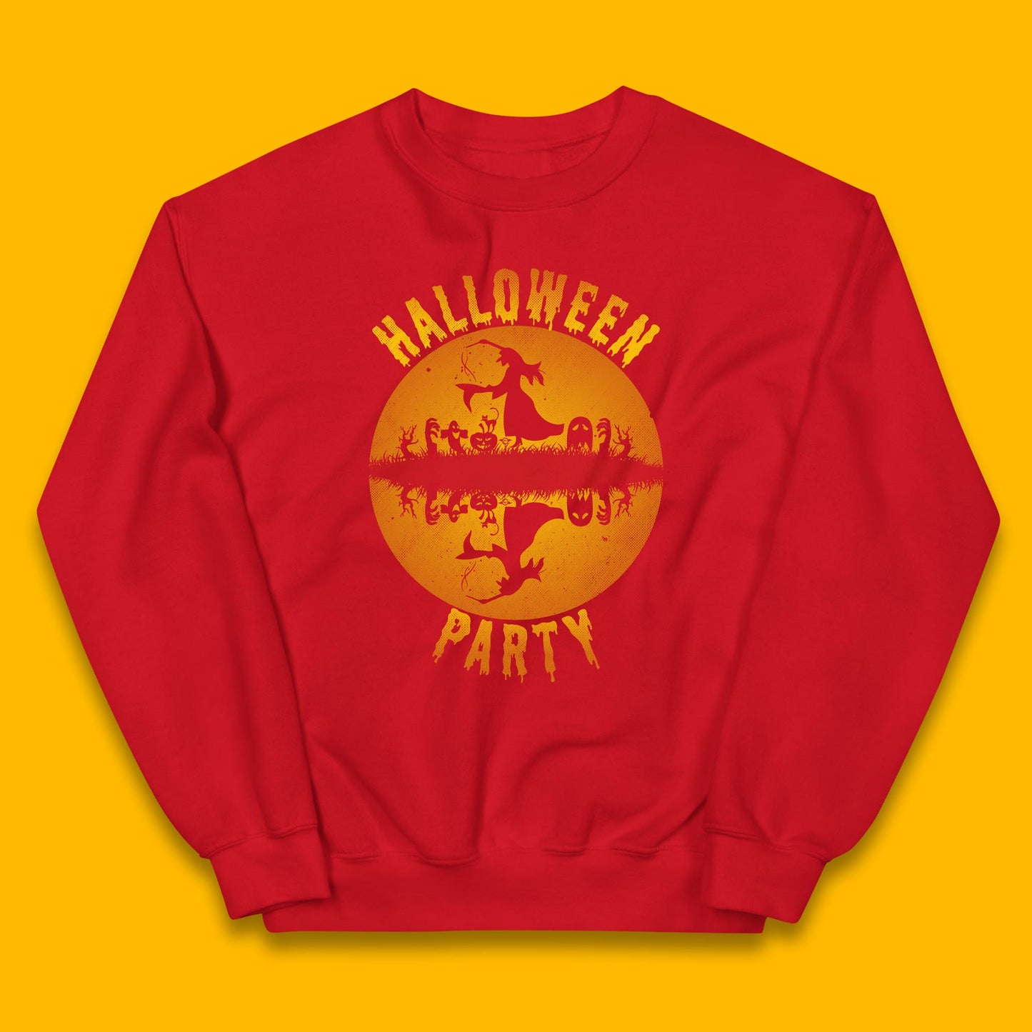 Halloween Party Flying Witch Horror Scary Spooky Season Scary Boo With Full Moon Kids Jumper