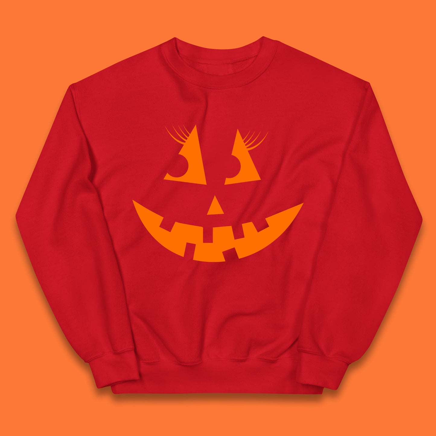 Halloween Pumpkin Jack-o-lantern Girl Evil Scary Horror Smile Face Kids Jumper