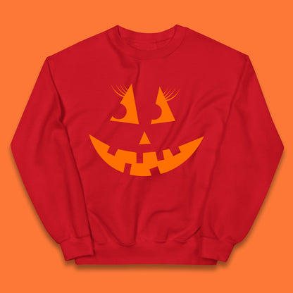 Halloween Pumpkin Jack-o-lantern Girl Evil Scary Horror Smile Face Kids Jumper