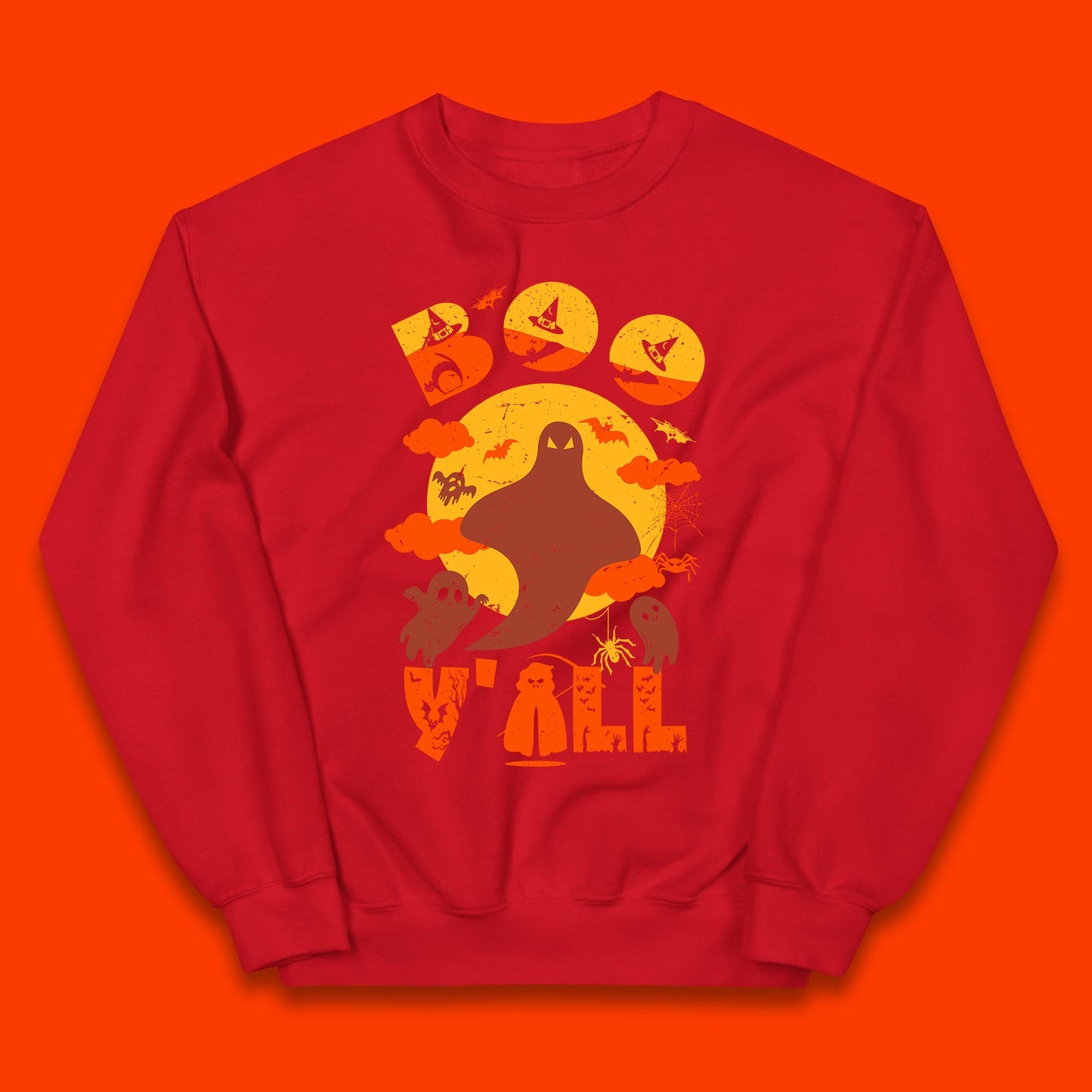 Halloween Boo Y'all Hey Boo Funny Spooky Halloween Party Kids Jumper