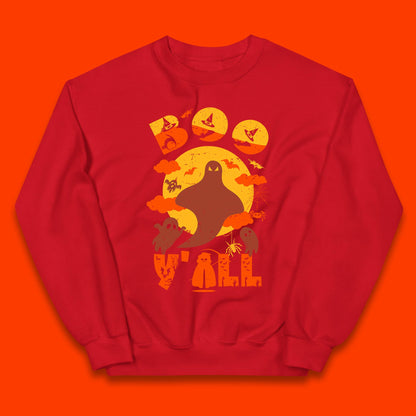 Halloween Boo Y'all Hey Boo Funny Spooky Halloween Party Kids Jumper