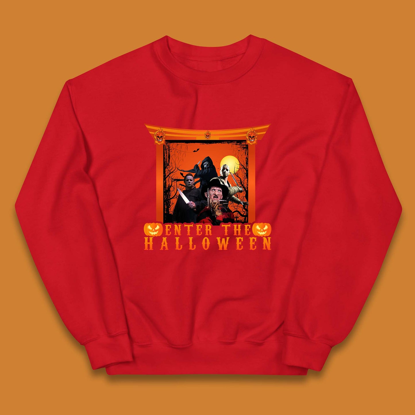 Enter The Halloween Horror Movie Characters Friends Halloween Villians Serial Killers Kids Jumper