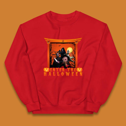 Enter The Halloween Horror Movie Characters Friends Halloween Villians Serial Killers Kids Jumper