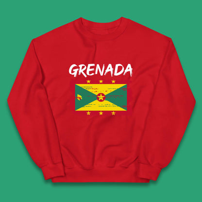 Grenada Flag Distressed Grenadian Heritage Country In The Caribbean Kids Jumper