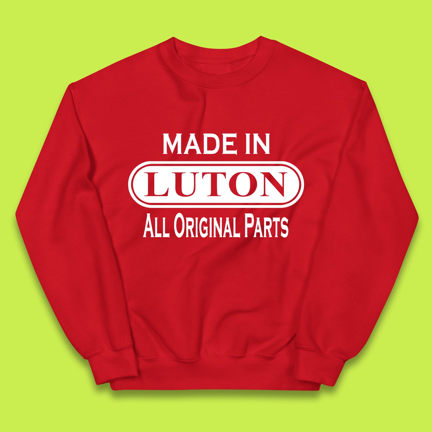 Made In Luton All Original Parts Vintage Retro Birthday Town In Bedfordshire, England Gift Kids Jumper