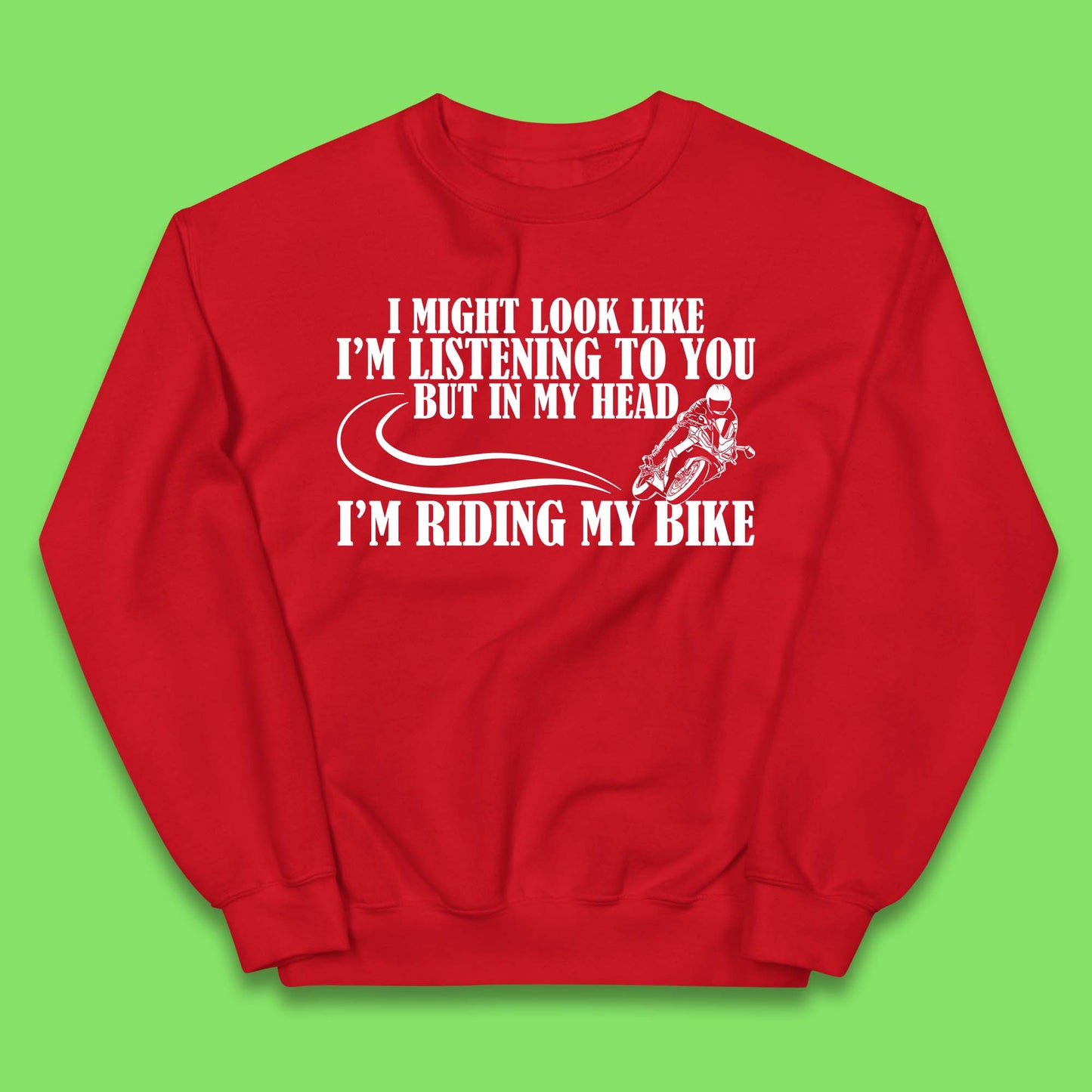 In My Head I'm Riding My Bike Kids Jumper