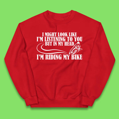 In My Head I'm Riding My Bike Kids Jumper
