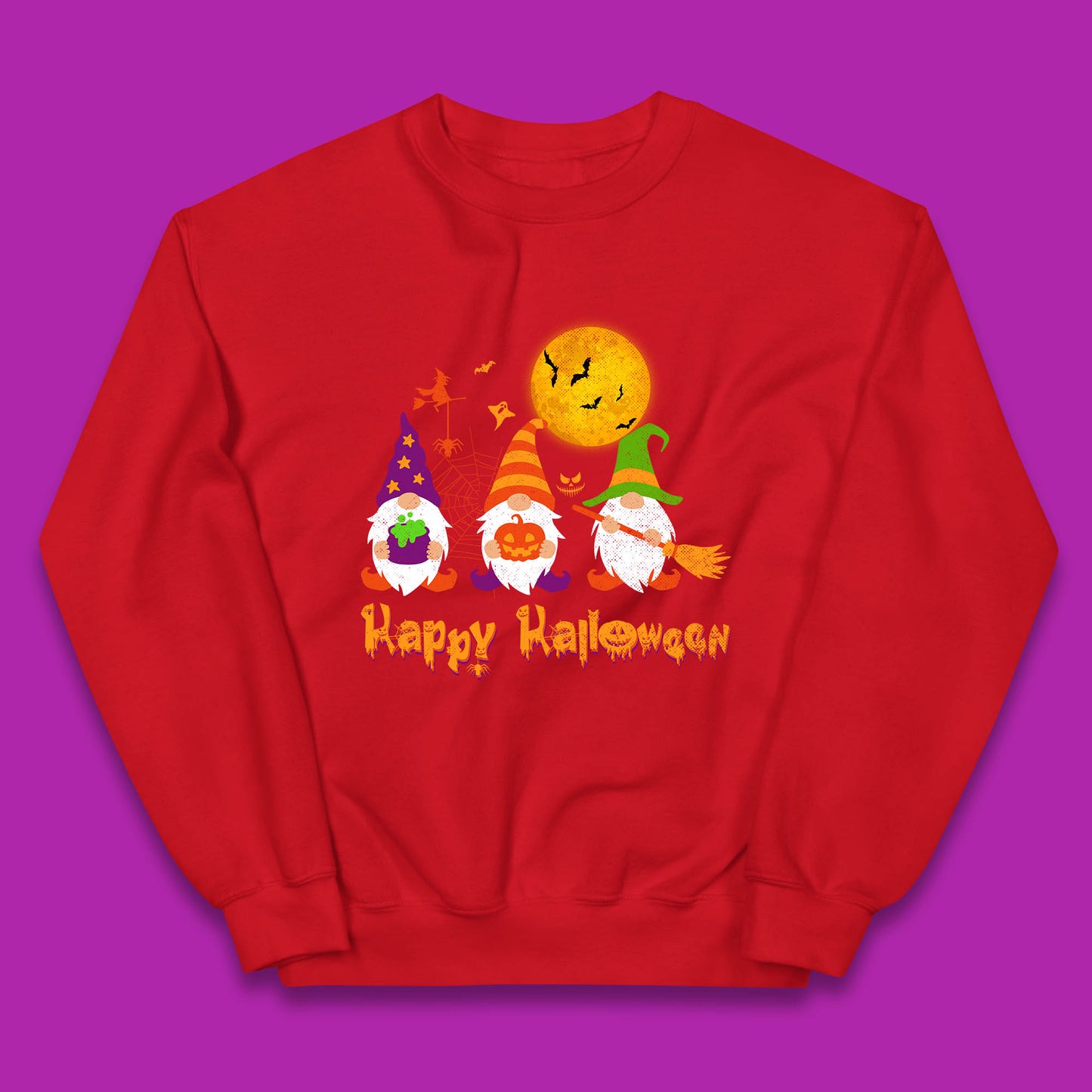 Happy Halloween Gnomies Spooky Witch Gnomes Scary Gnome Lover Kids Jumper