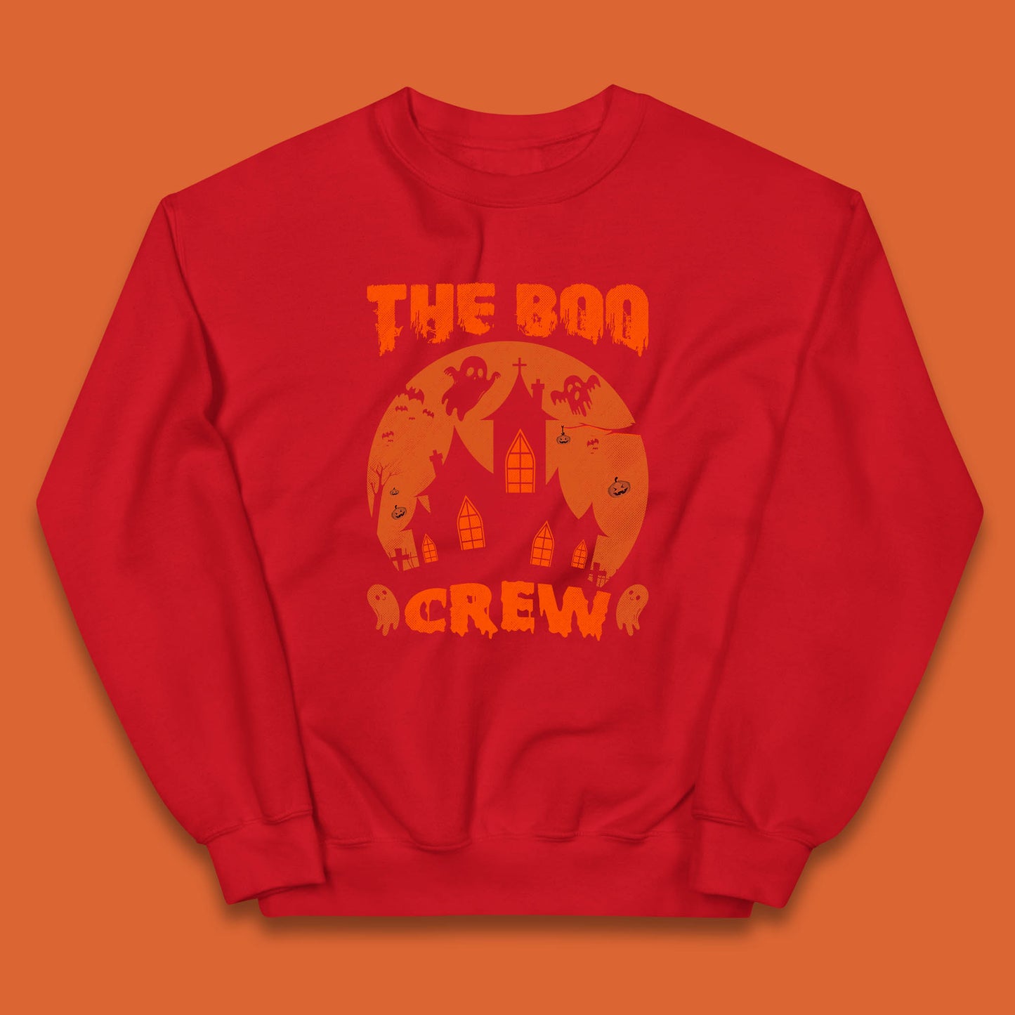 The Boo Crew Halloween Boo Squad Matching Costume Haunted House Horror Boo Ghost Kids Jumper