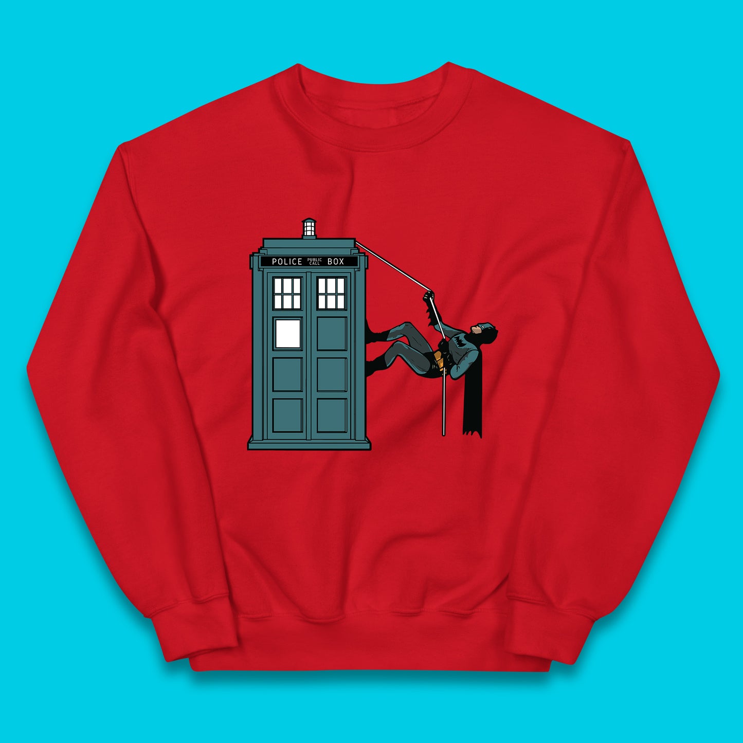 Batman Climbing Police Public Call Box DC Comics Superhero Movie Character Kids Jumper