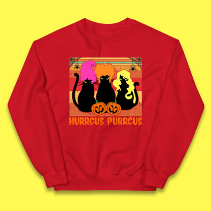 Vintage Halloween Witches Hurrcus Purrucs Scary Cat Horror Pumpkin Faces Hocus Pocus Halloween Costume Kids Jumper