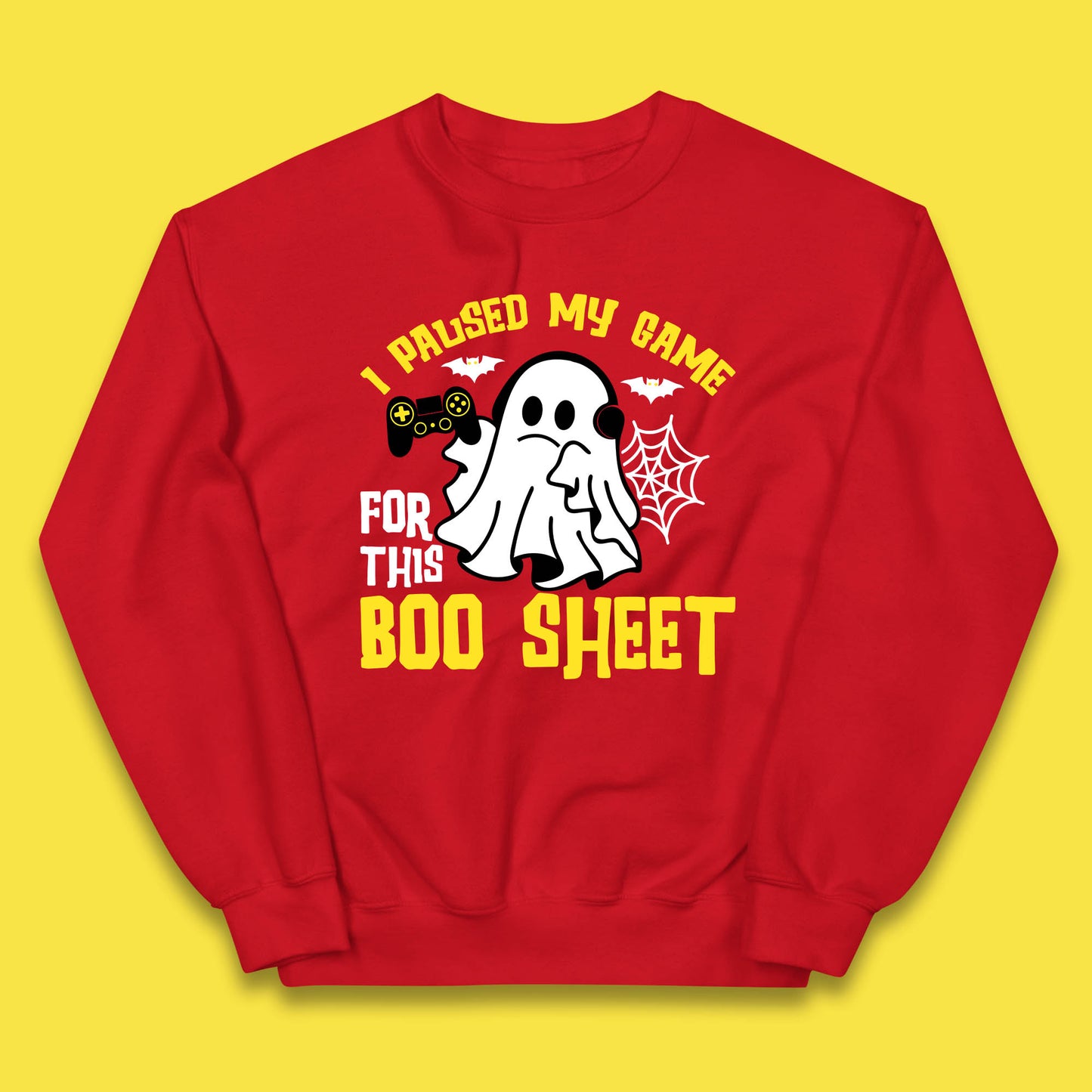 I Paused My Game For This Boo Sheet Ghost With Controller Halloween Gamer Kids Jumper