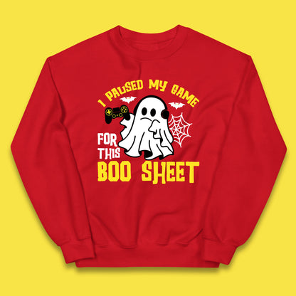 I Paused My Game For This Boo Sheet Ghost With Controller Halloween Gamer Kids Jumper