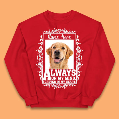 Personalised Pet Always On My Mind Forever In My Heart Custom Photo Memorial Kids Jumper