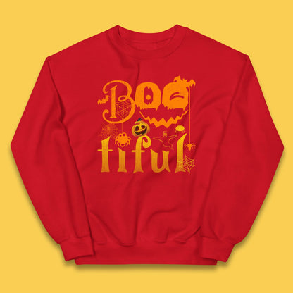 Bootiful Halloween Ghost Funny Boo Ghost Scary Spooky Season Kids Jumper