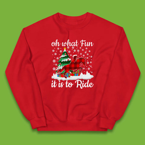 Oh What Fun It Is To Ride Horse Riding Christmas Horse Rider Xmas Kids Jumper