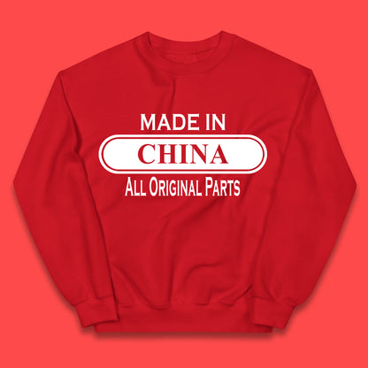 Made In China All Original Parts Vintage Retro Birthday Chinatown City of Westminster, London Gift Kids Jumper