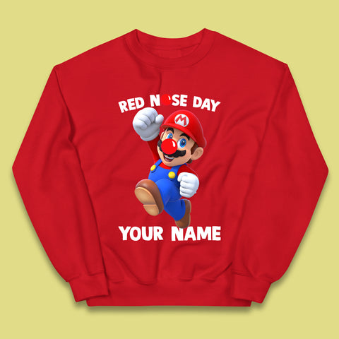 Personalised Super Mario Red Nose Day Kids Jumper