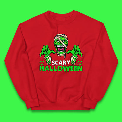Scary Halloween Skull Zombie Mummy Horror Monster Zombie Hands Scary Vibes Kids Jumper